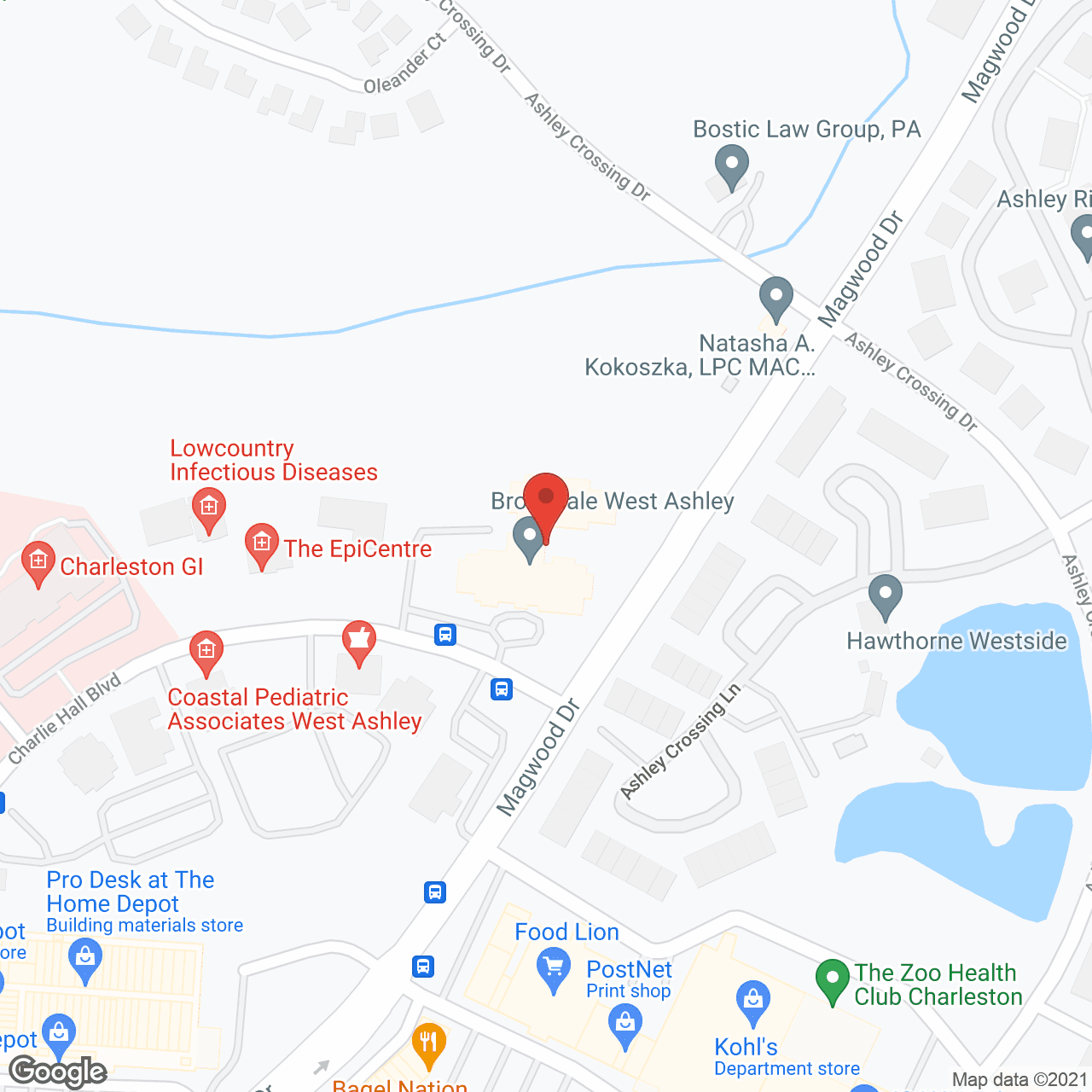 Map of the neighborhood around Brookdale West Ashley