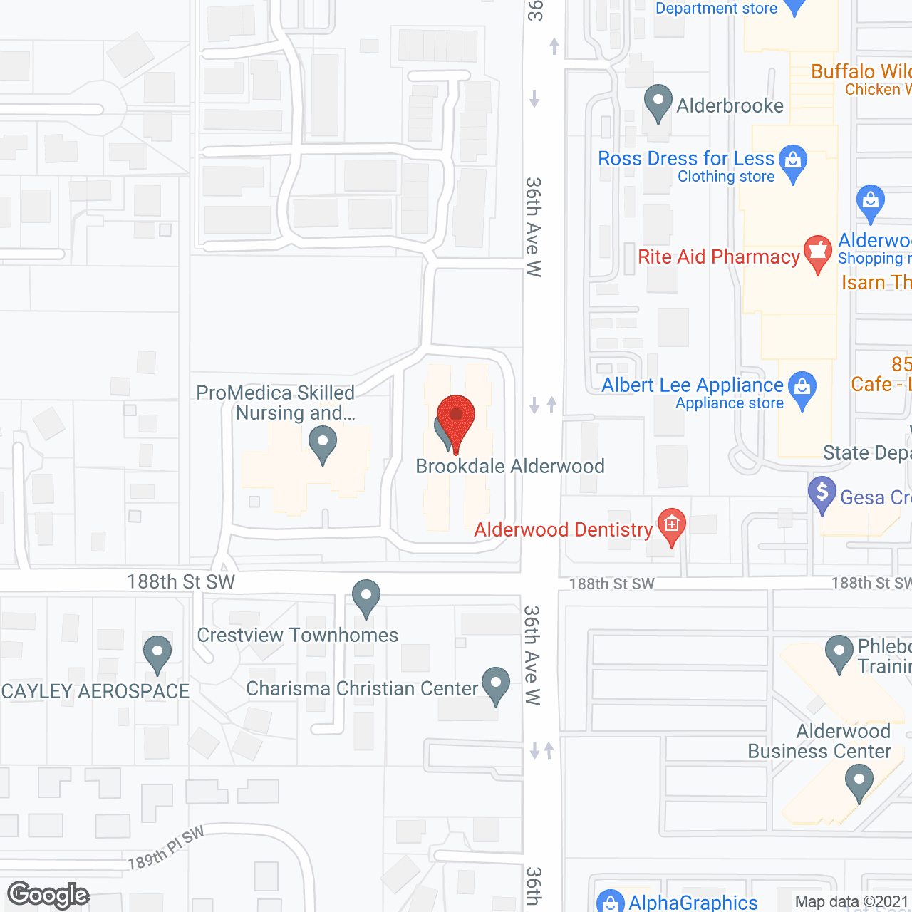 Map of the neighborhood around Brookdale Alderwood