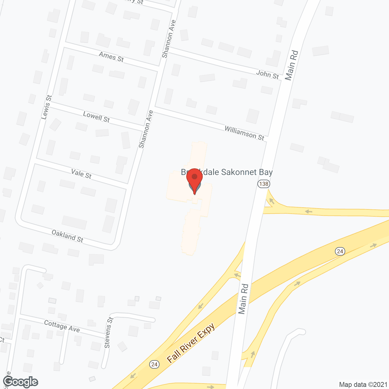 Map of the neighborhood around Brookdale Sakonnet Bay