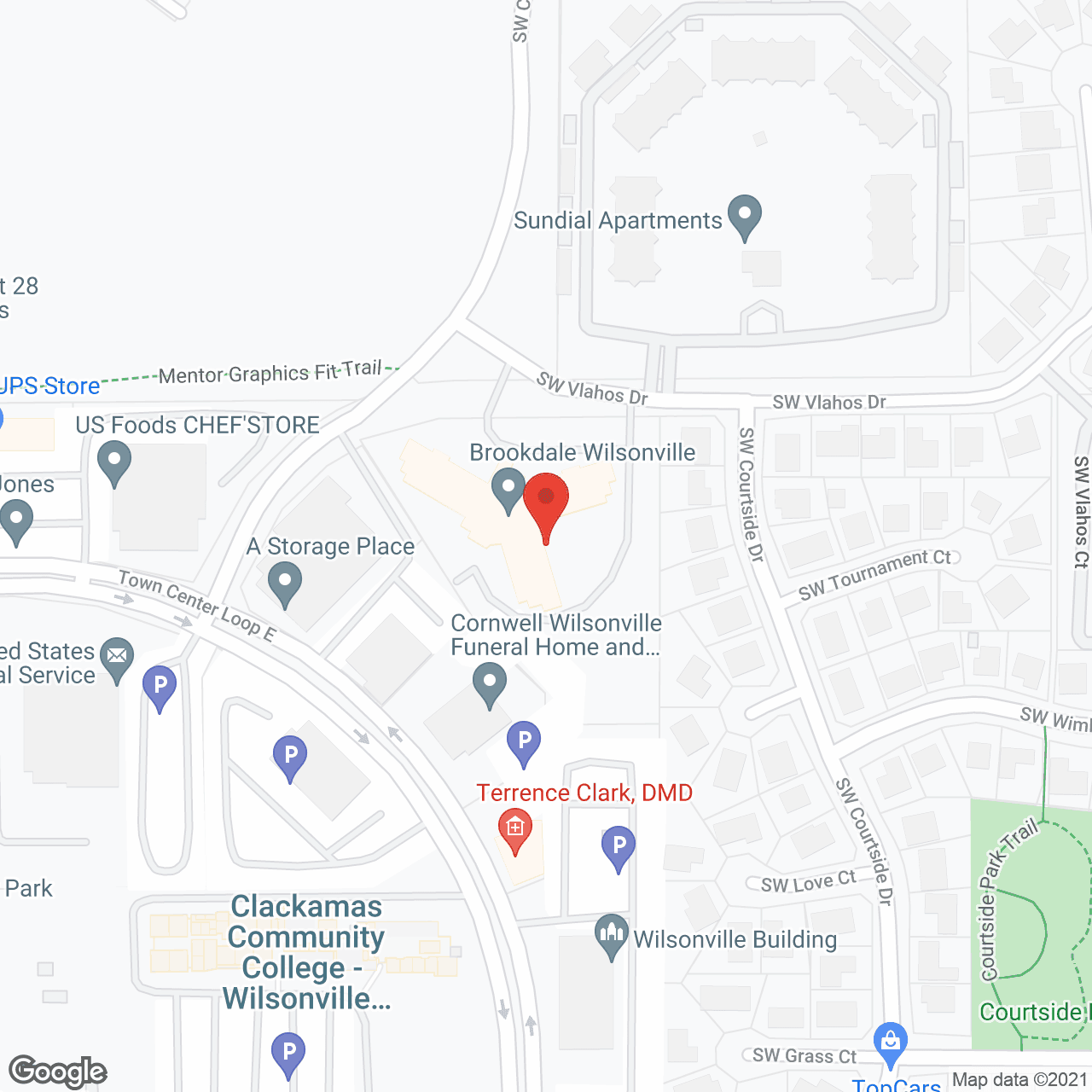 Map of the neighborhood around Brookdale Wilsonville
