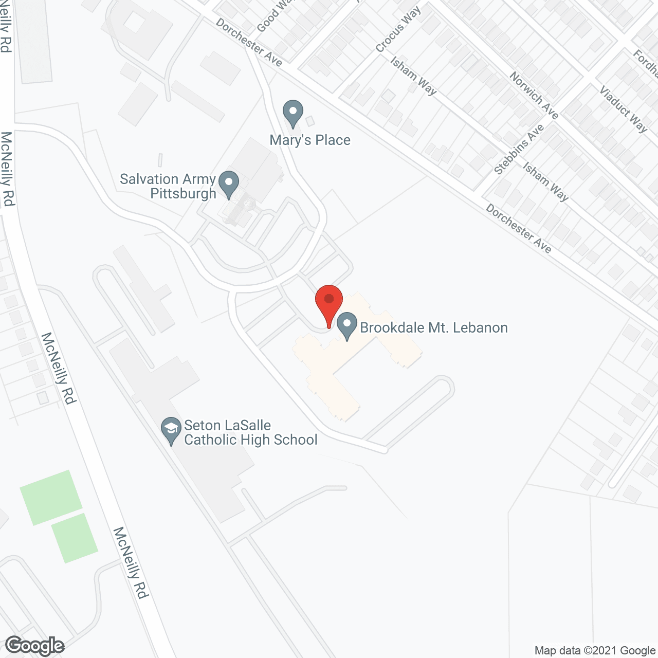 Map of the neighborhood around Brookdale Mt. Lebanon