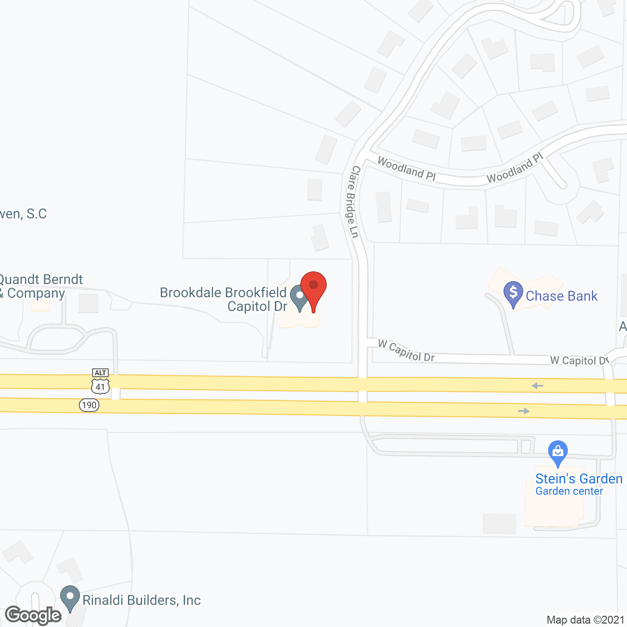Map of the neighborhood around Brookdale Brookfield Capitol Drive