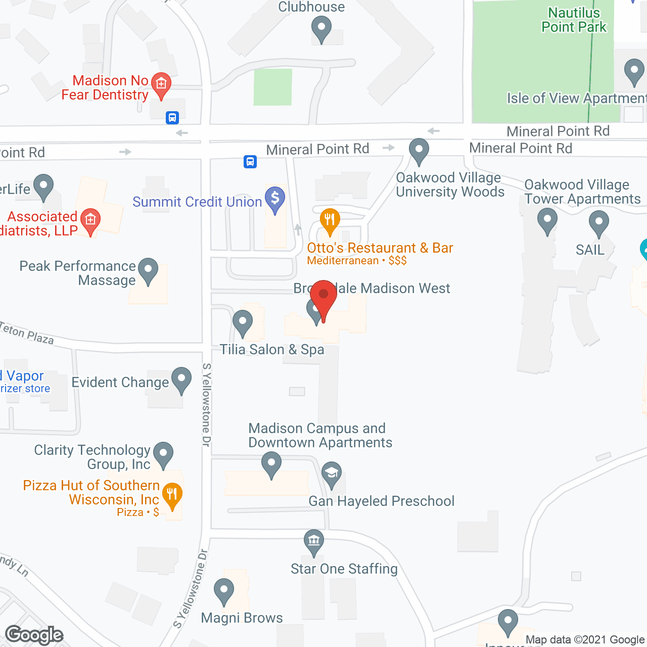 Map of the neighborhood around Brookdale Madison West
