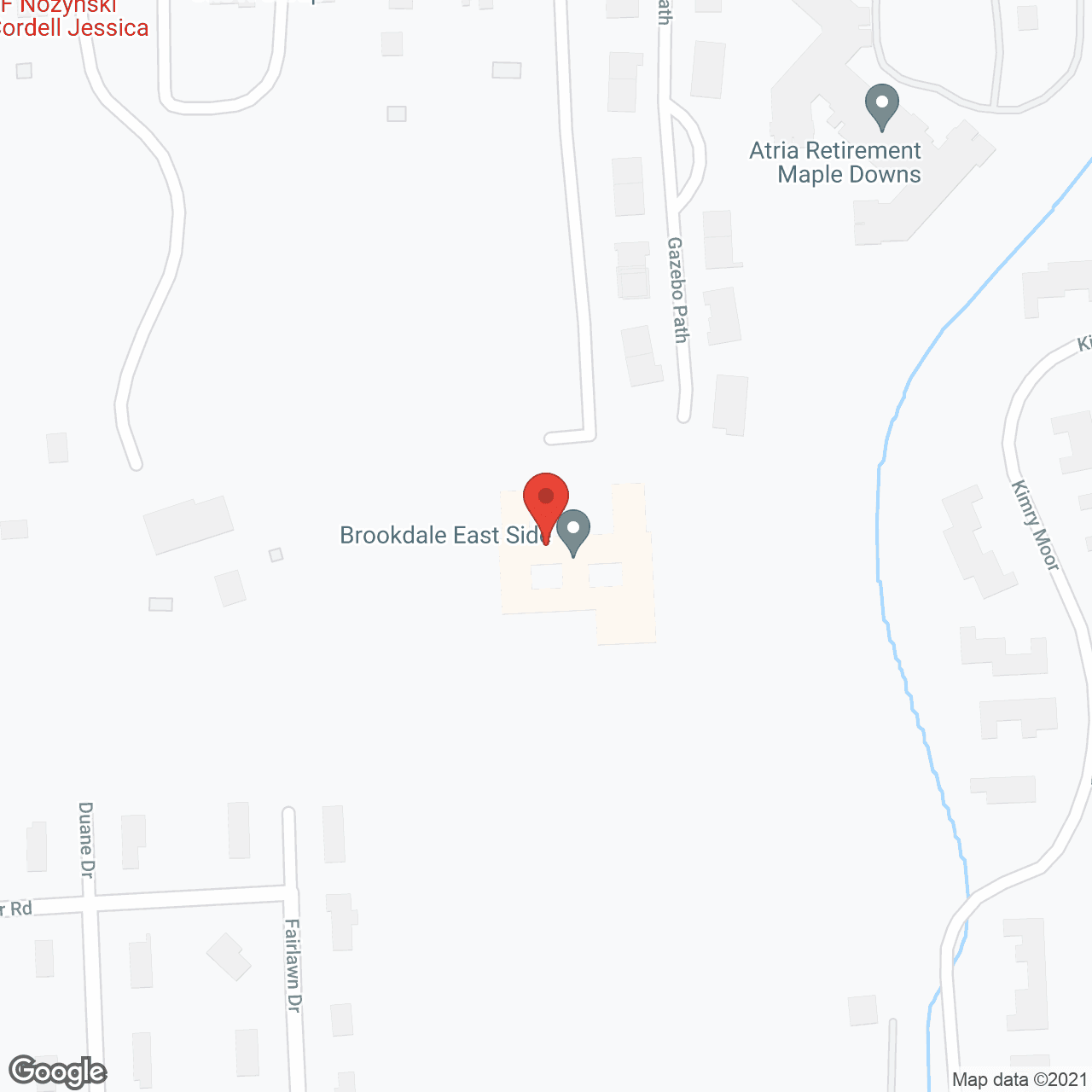 Map of the neighborhood around Brookdale East Side
