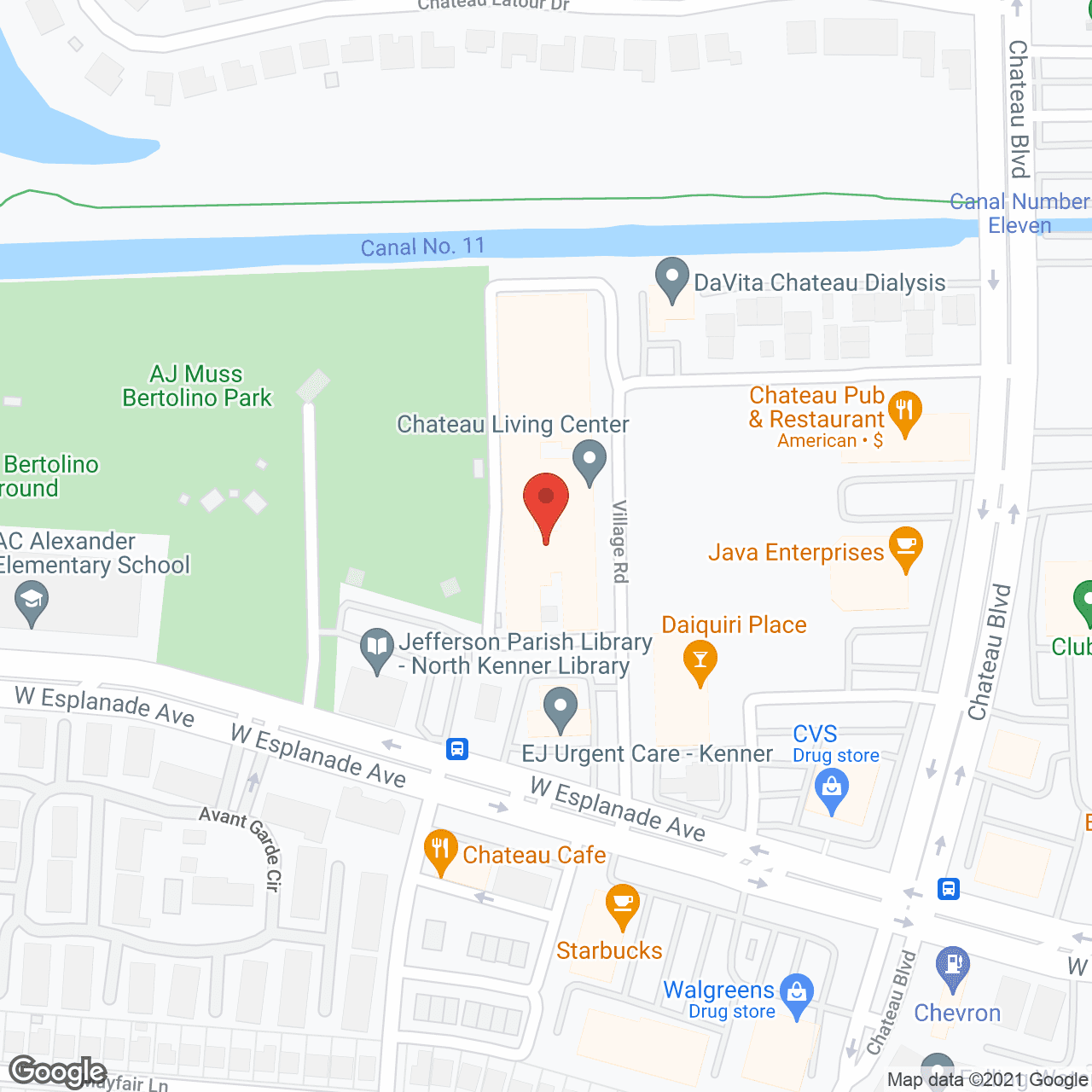 Map of the neighborhood around Chateau Living Center