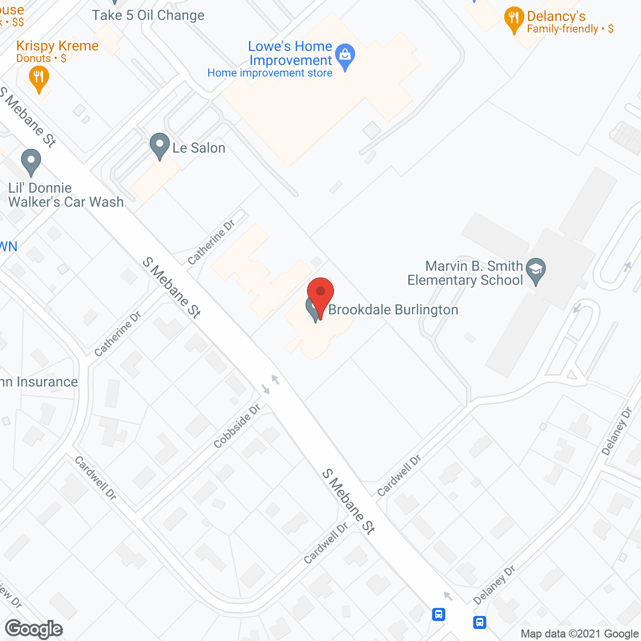 Map of the neighborhood around Brookdale Burlington Memory Care