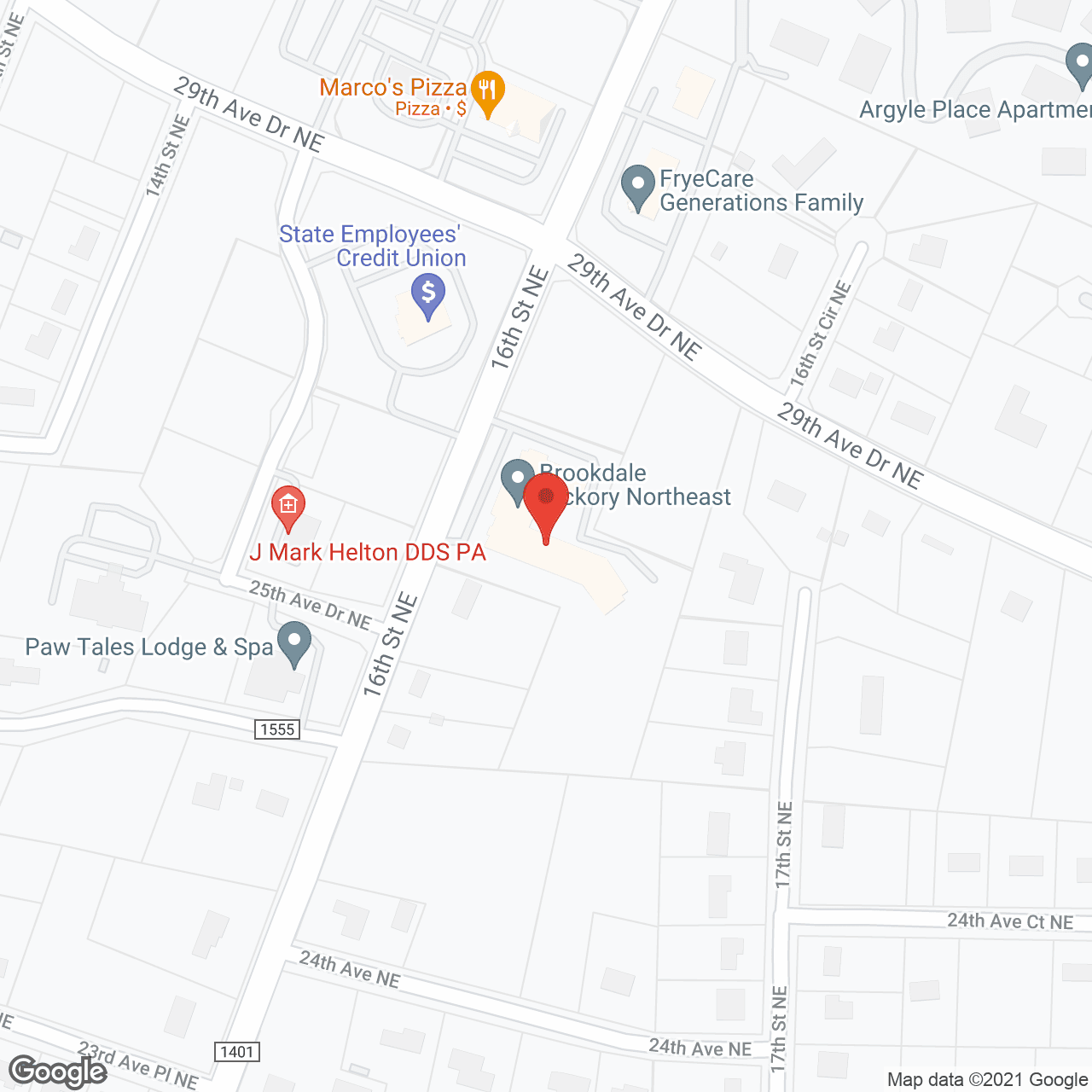 Map of the neighborhood around Brookdale Hickory Northeast