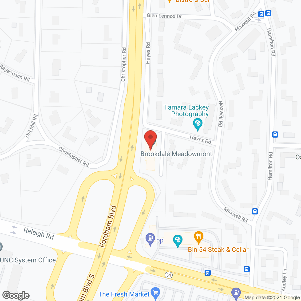 Map of the neighborhood around Brookdale Meadowmont