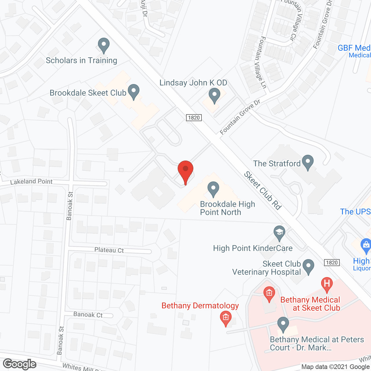 Map of the neighborhood around Brookdale High Point North Memory Care