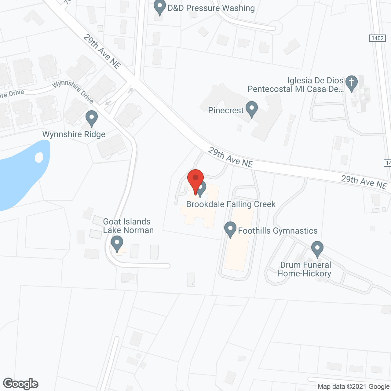 Map of the neighborhood around Brookdale Falling Creek