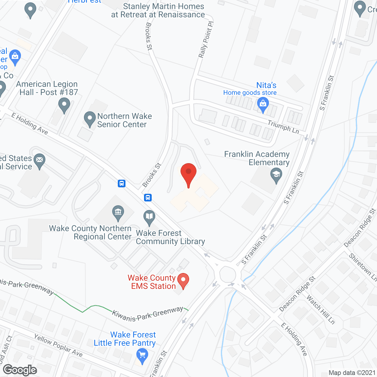Map of the neighborhood around Brookdale Wake Forest