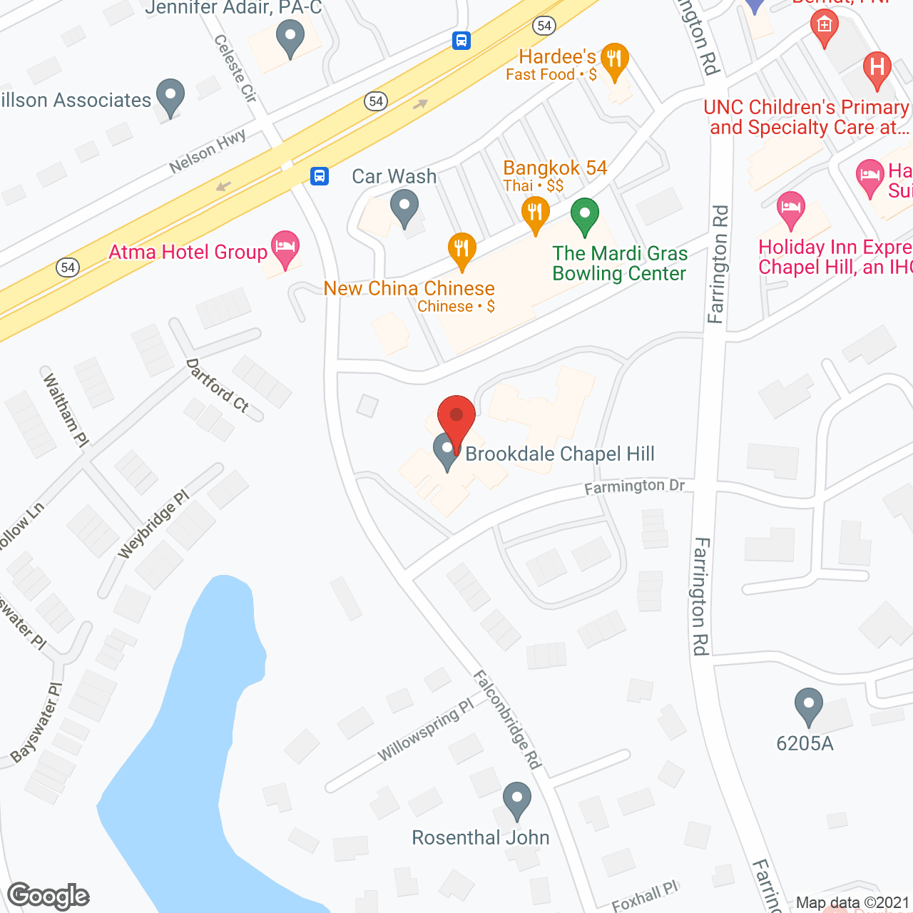 Map of the neighborhood around Brookdale Chapel Hill Memory Care