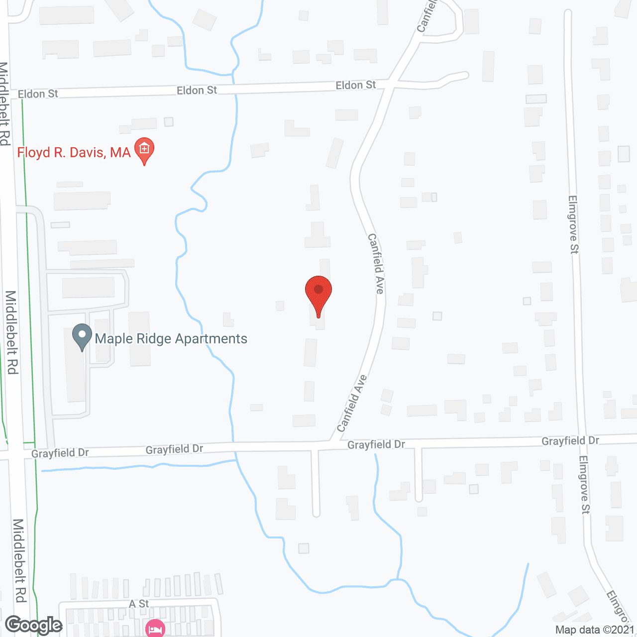 Map of the neighborhood around Canfield Care Manor