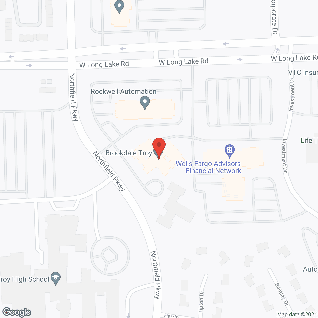 Map of the neighborhood around Brookdale Troy (MC)