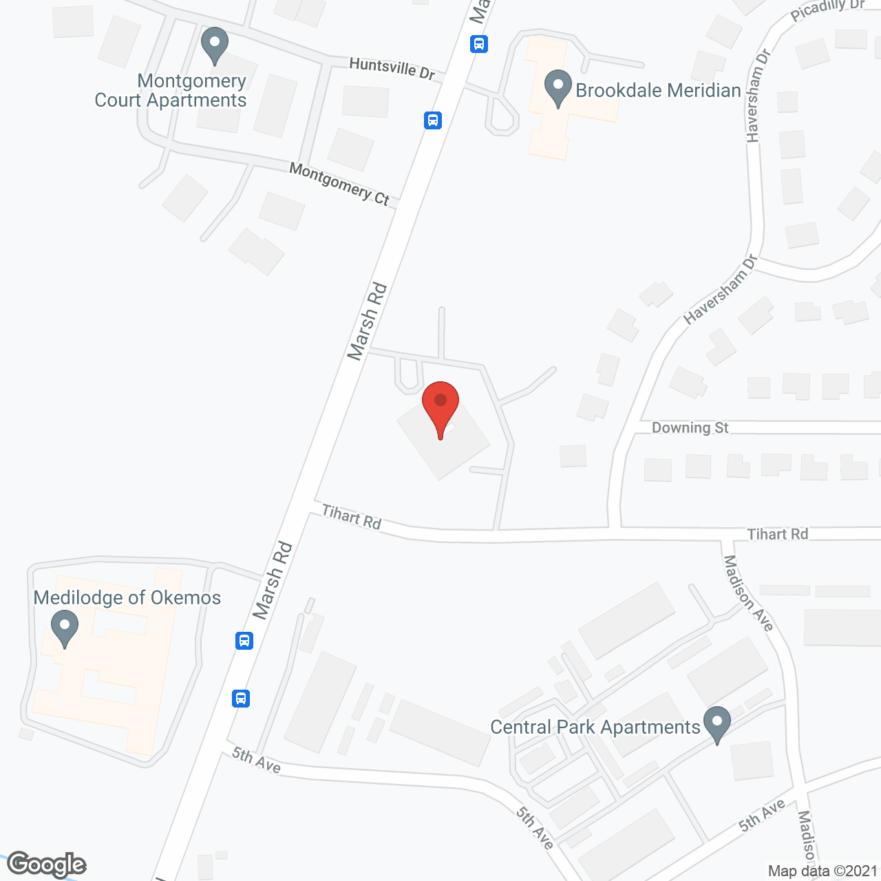 Map of the neighborhood around Brookdale Meridian MC