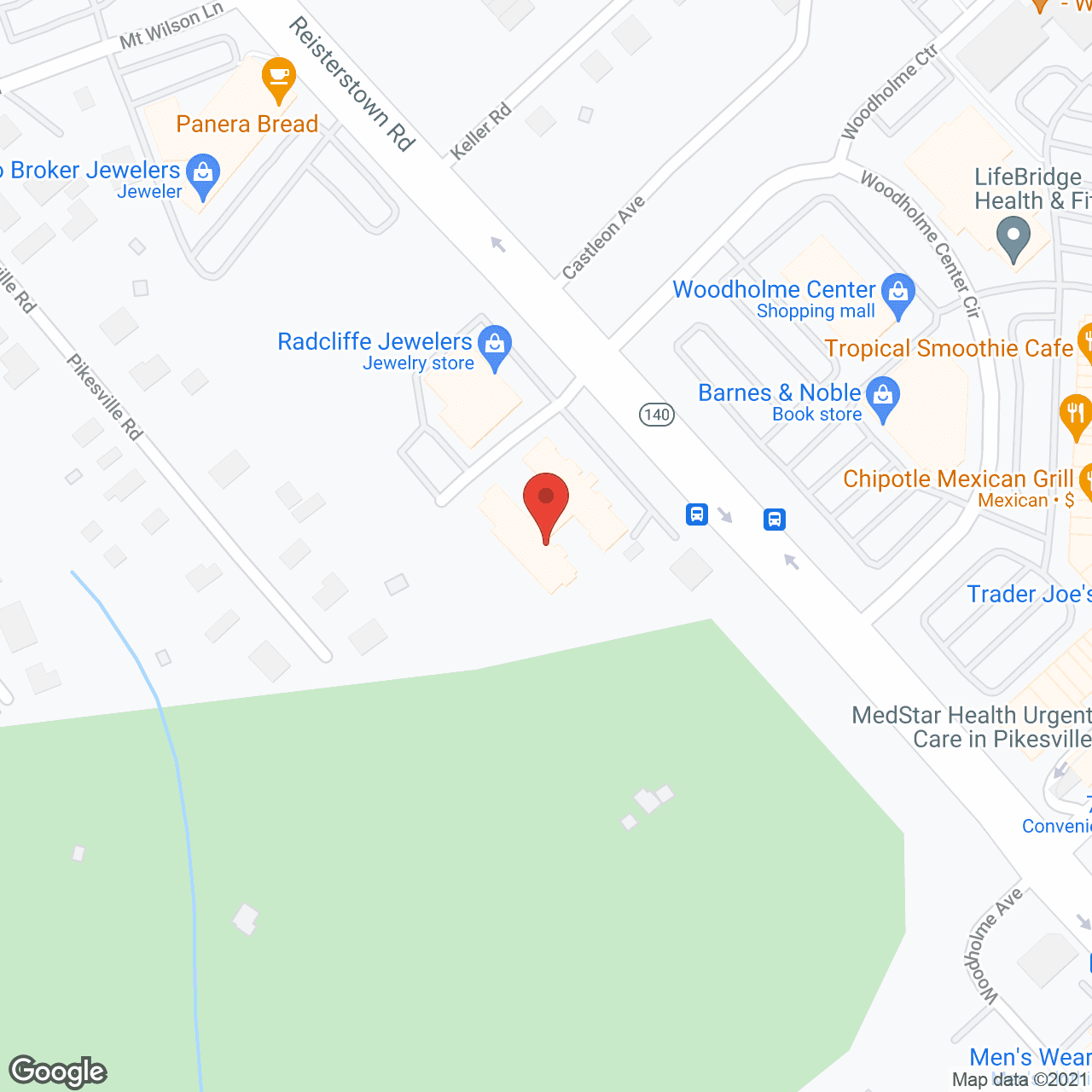 Map of the neighborhood around Charter Senior Living at Woodholme Crossing