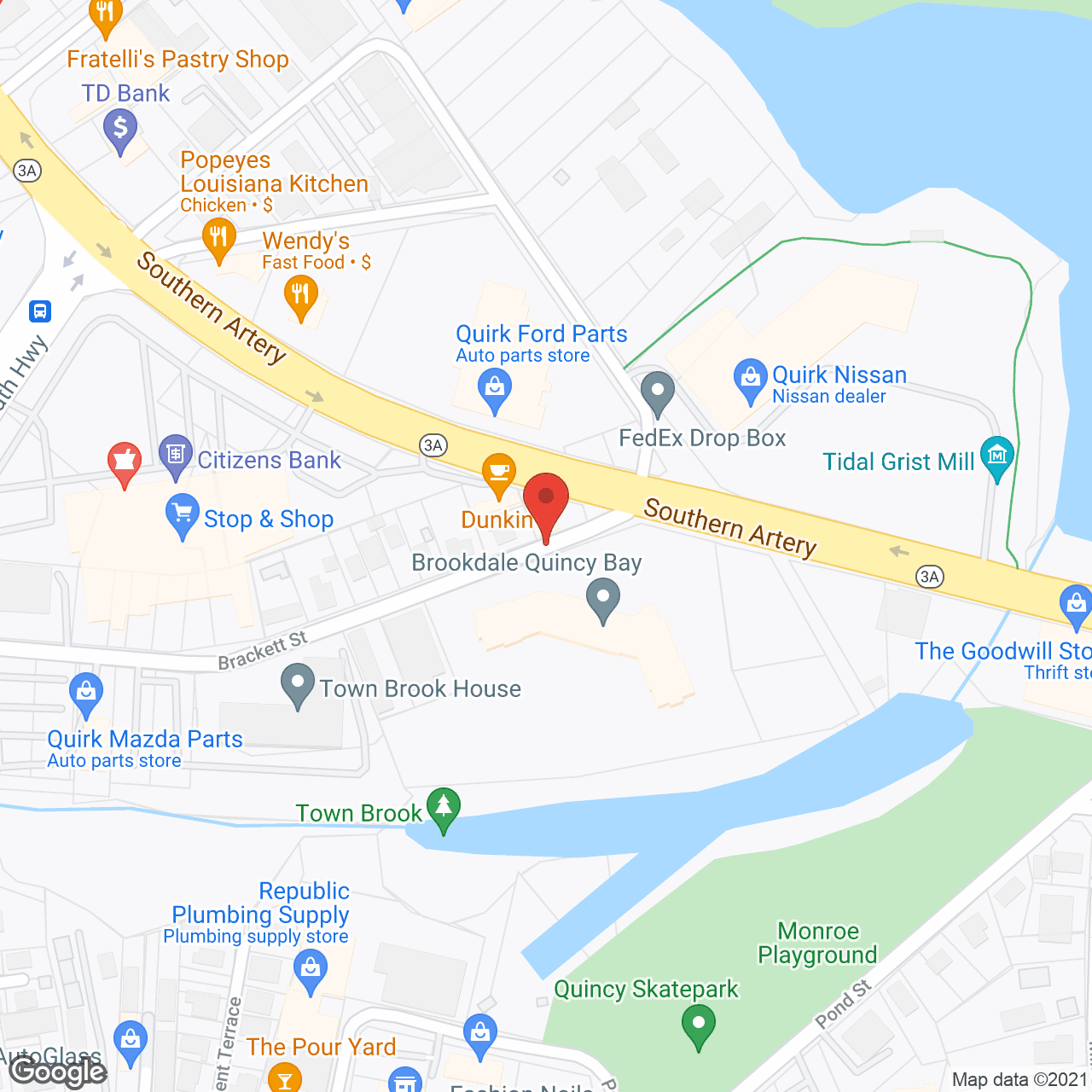Map of the neighborhood around Brookdale Quincy Bay