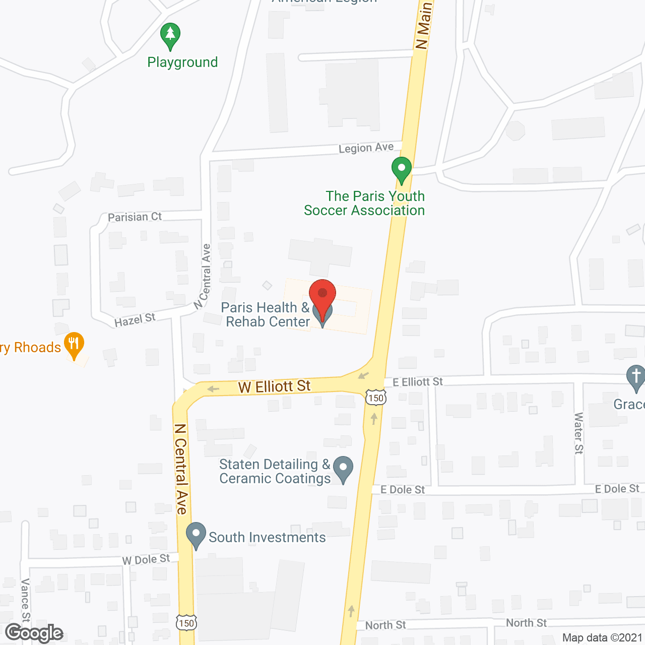 Map of the neighborhood around Paris Healthcare