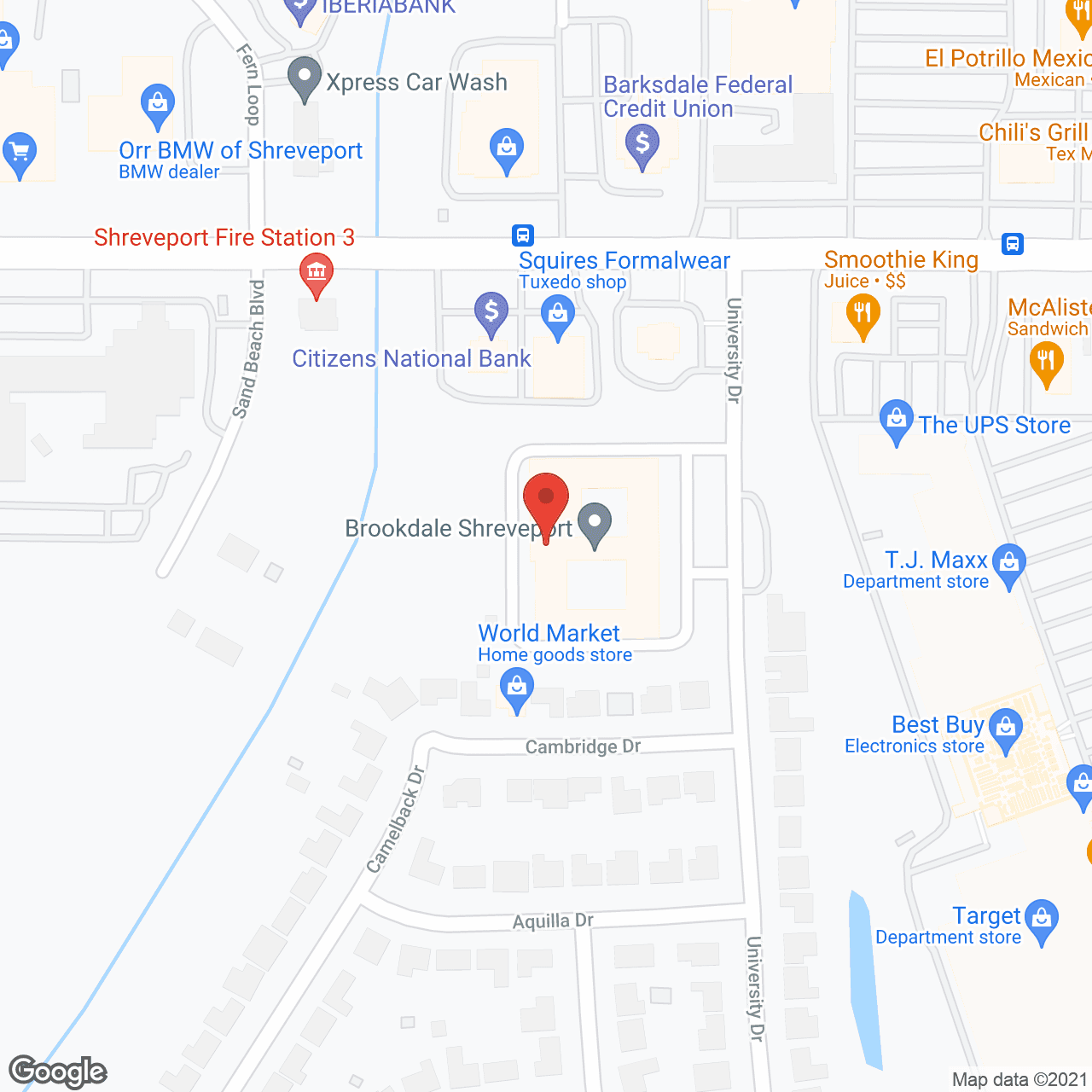 Map of the neighborhood around Brookdale Shreveport