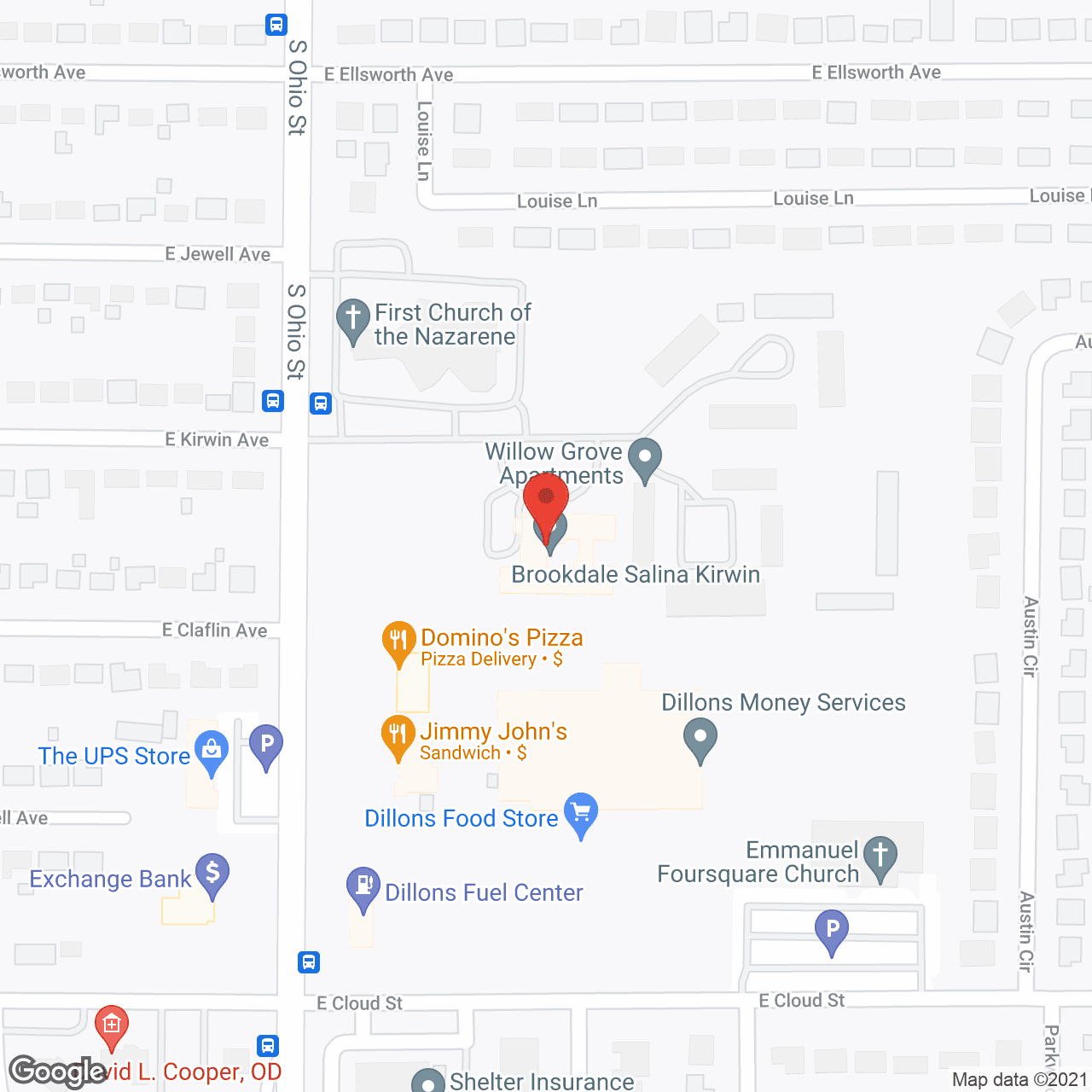 Map of the neighborhood around Brookdale Salina Kirwin
