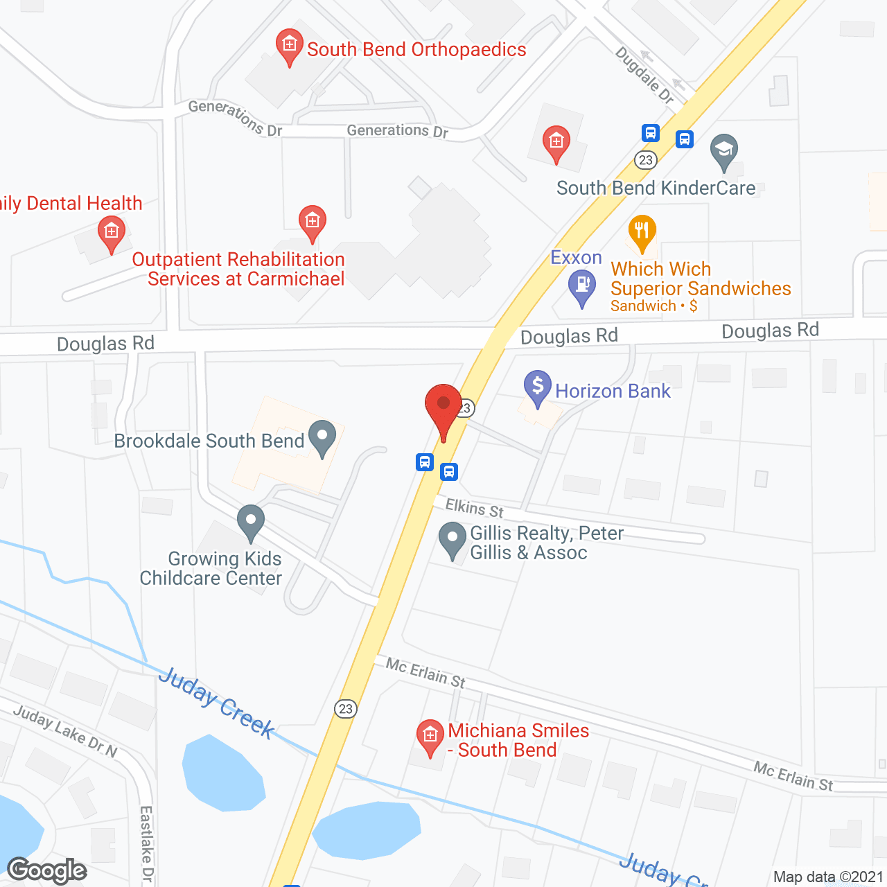 Map of the neighborhood around Brookdale South Bend