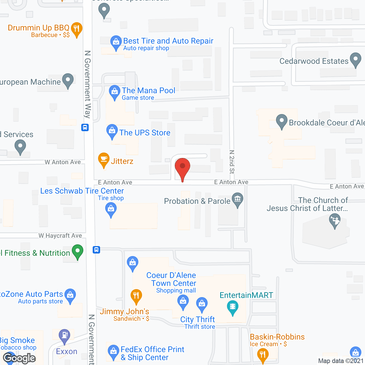 Map of the neighborhood around Brookdale Coeur d'Alene