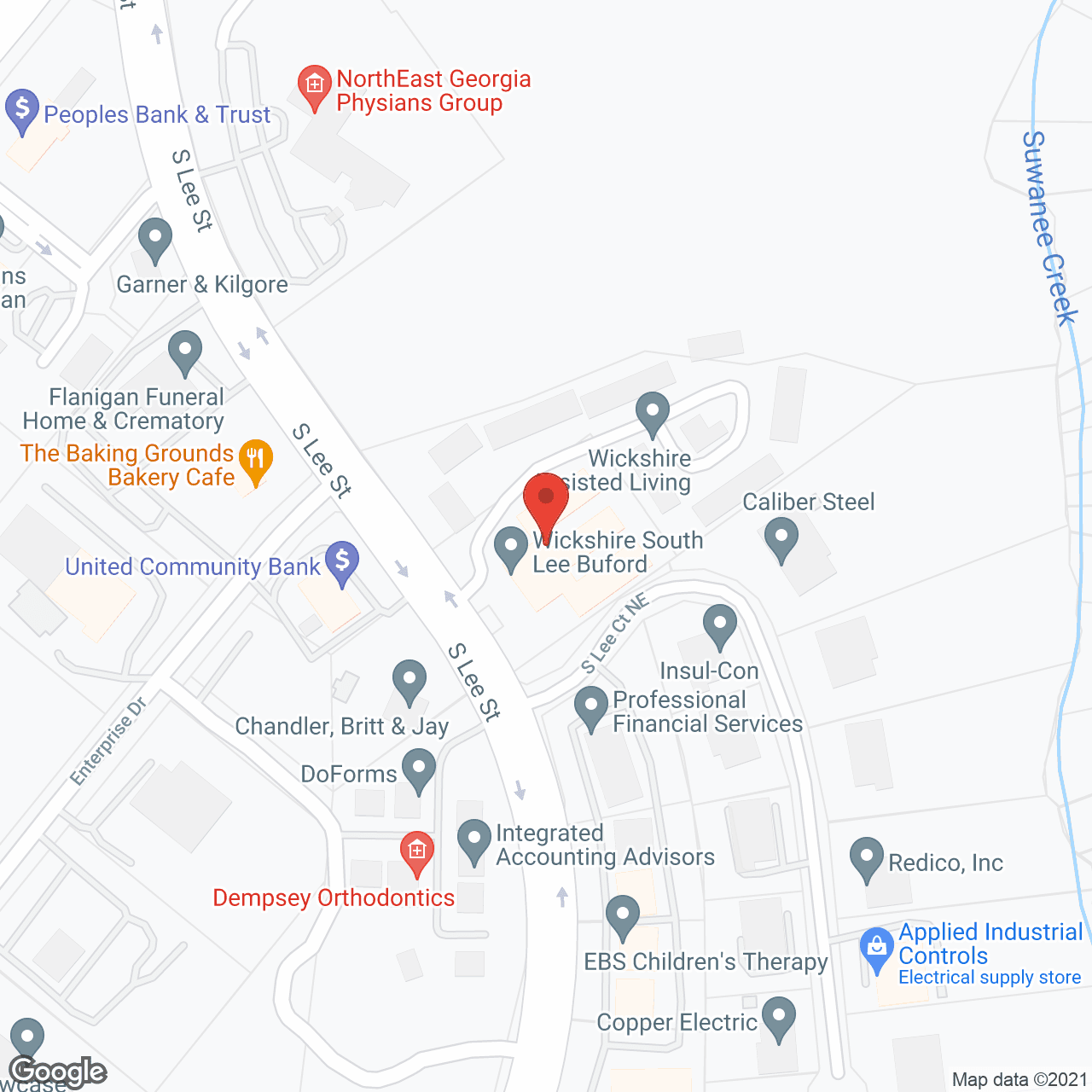 Map of the neighborhood around Brookdale South Lee Independent Living