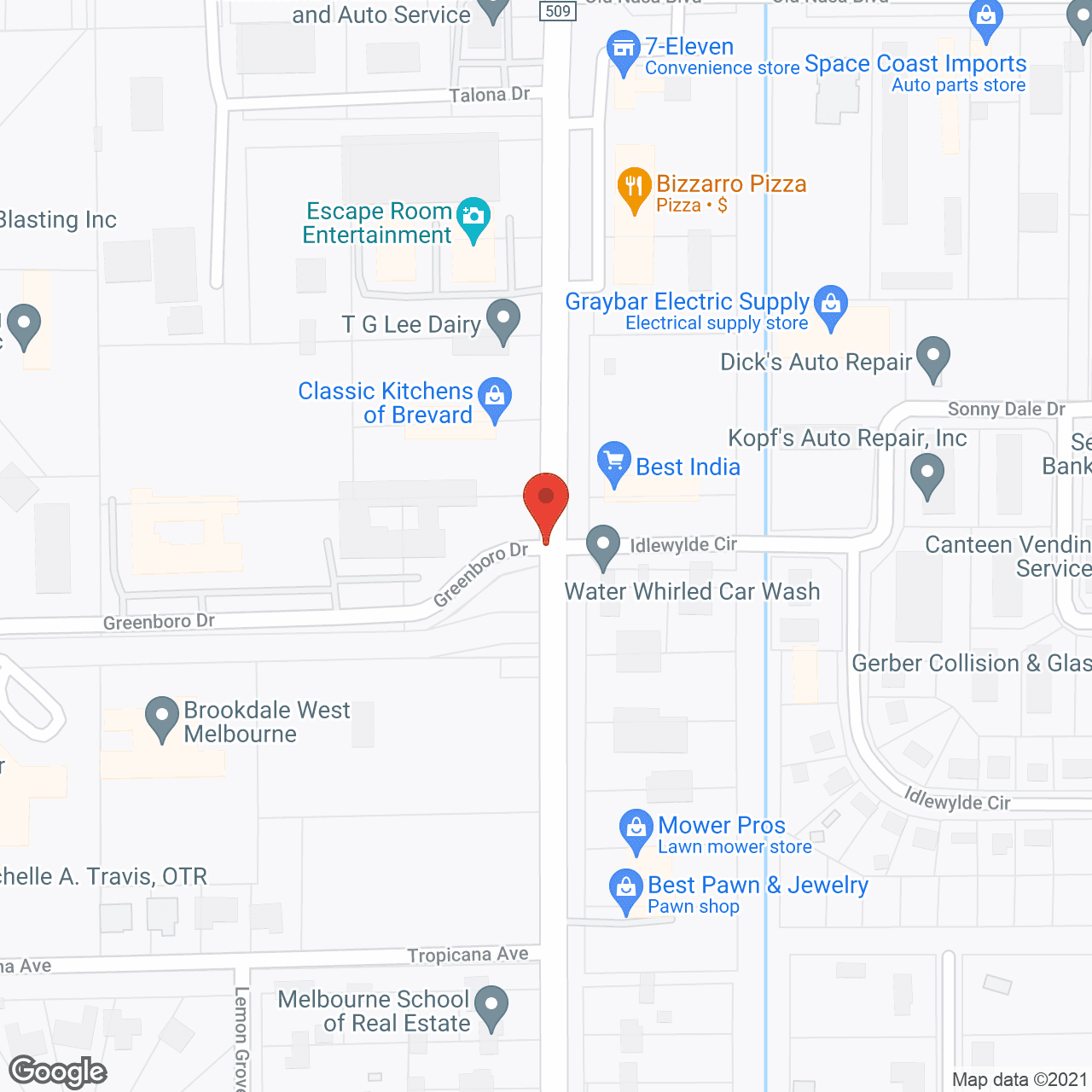 Map of the neighborhood around Brookdale West Melbourne