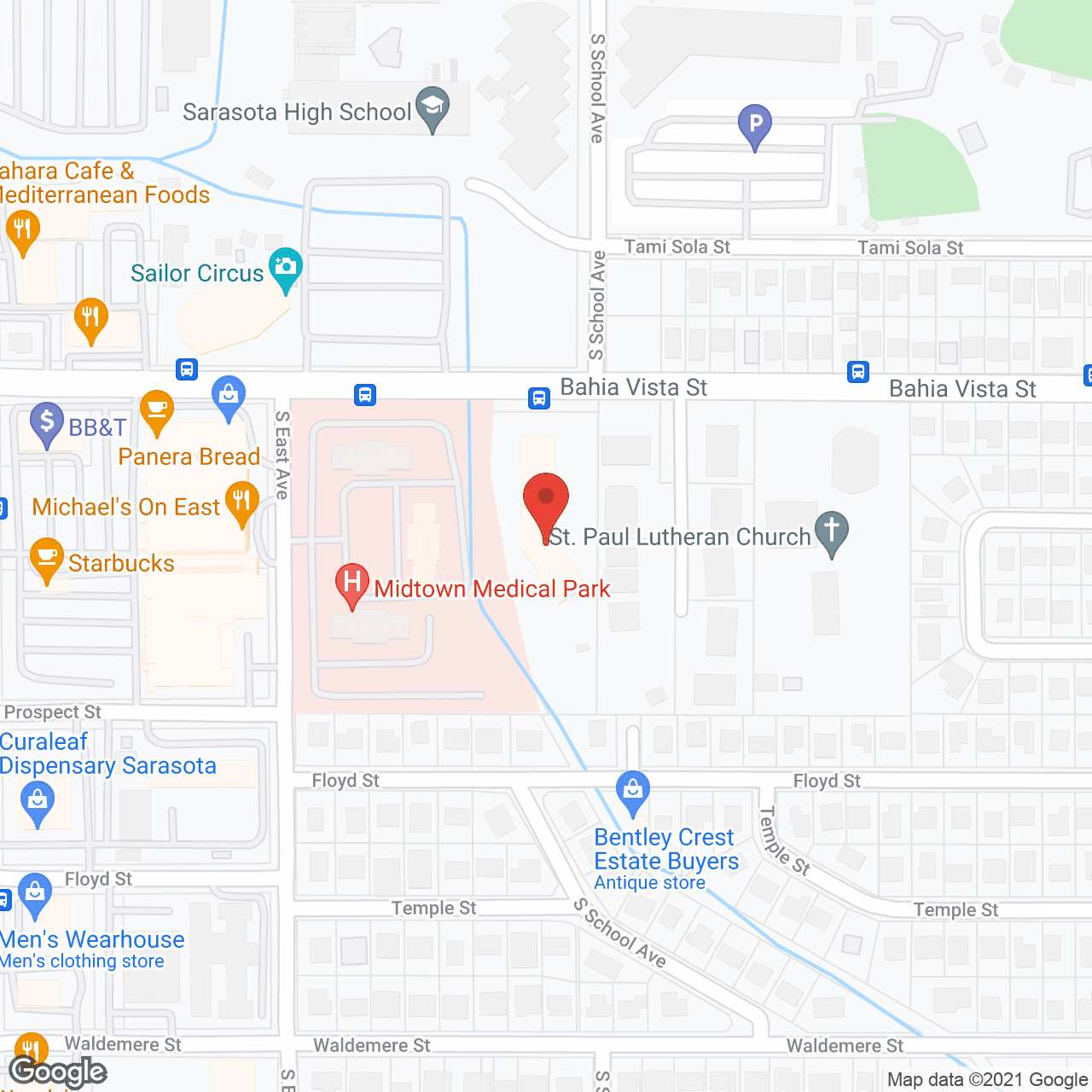 Map of the neighborhood around Brookdale Sarasota Midtown