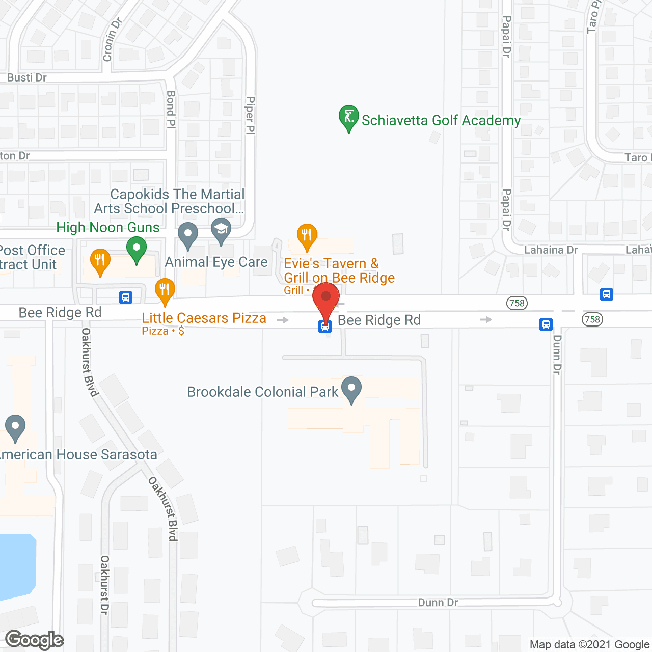Map of the neighborhood around Brookdale Colonial Park