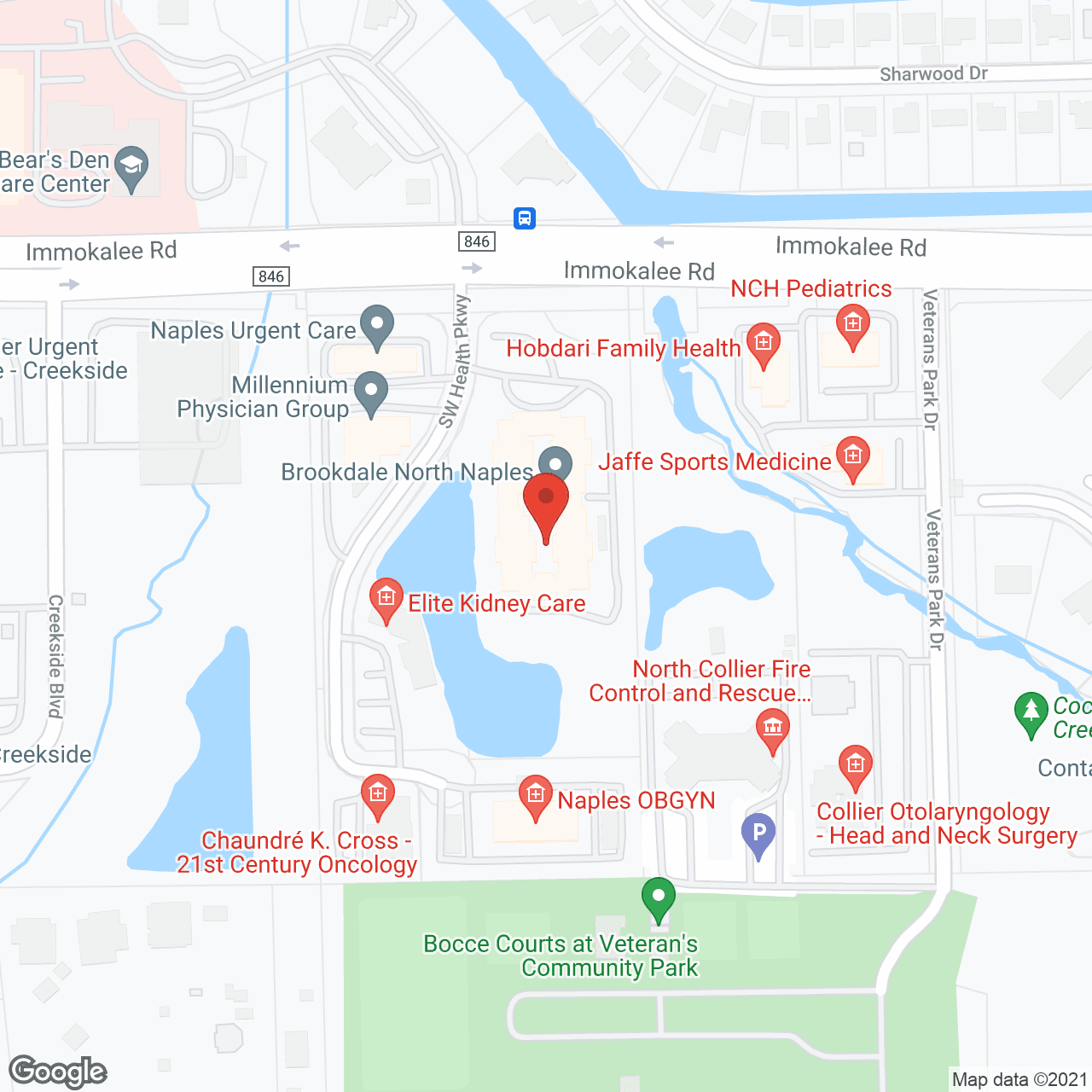 Map of the neighborhood around Brookdale North Naples