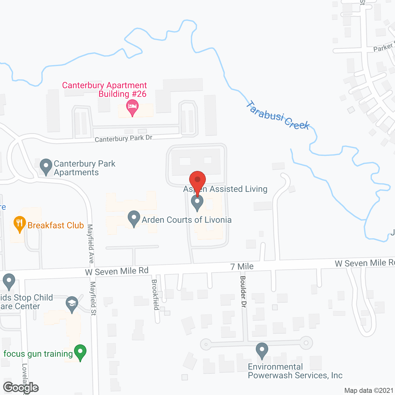 Map of the neighborhood around Aspen Assisted Living