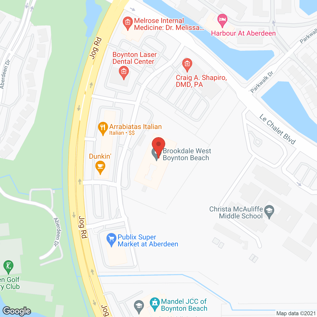 Map of the neighborhood around Brookdale West Boynton Beach