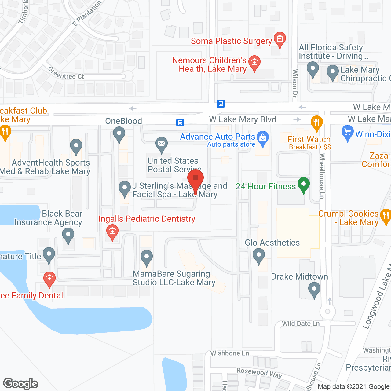 Map of the neighborhood around Brookdale Lake Mary