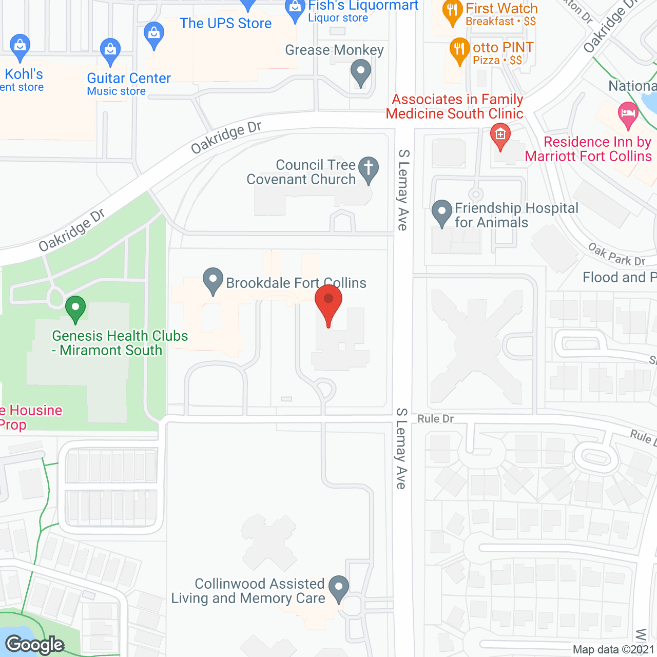 Map of the neighborhood around Brookdale Fort Collins Memory Care