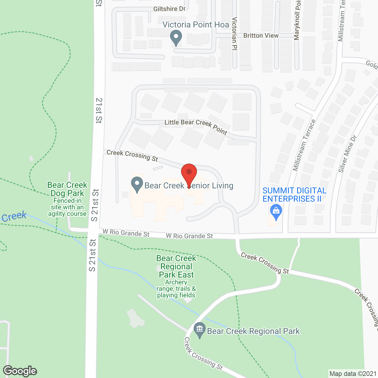 Map of the neighborhood around Bear Creek Senior Living