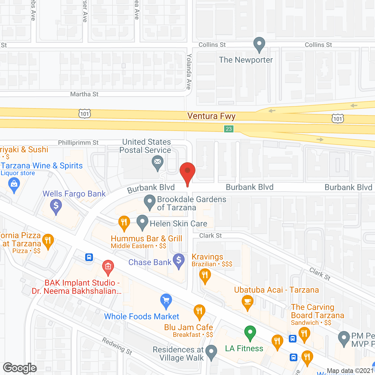 Map of the neighborhood around Brookdale Gardens of Tarzana