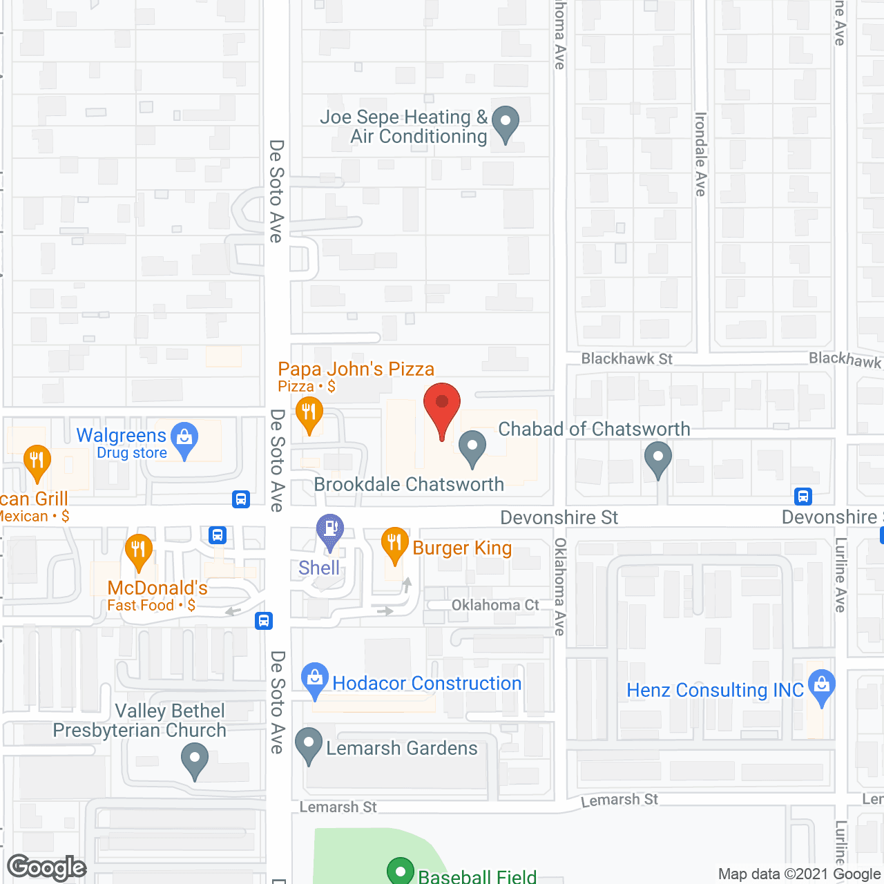Map of the neighborhood around Brookdale Chatsworth