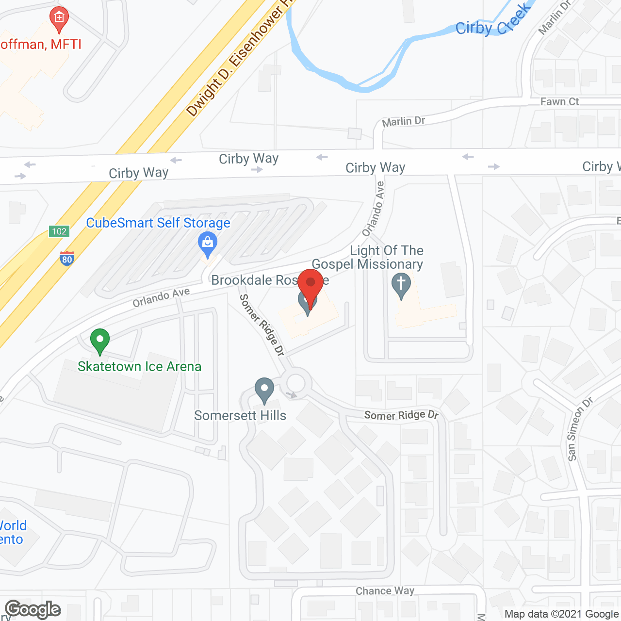 Map of the neighborhood around Brookdale Roseville