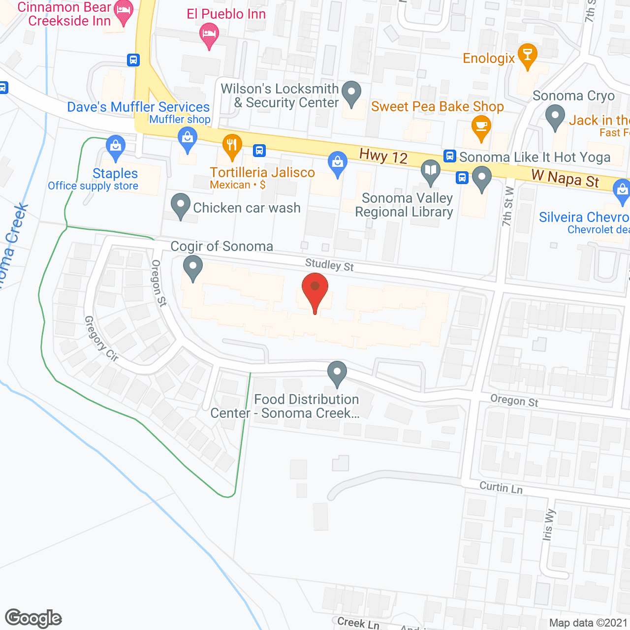 Map of the neighborhood around Cogir of Sonoma Senior Living