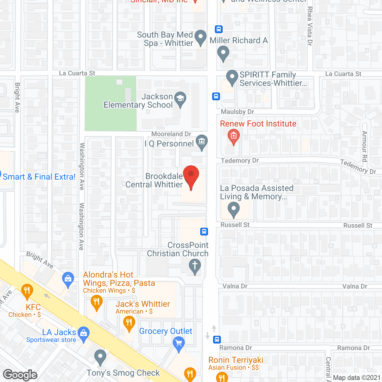 Map of the neighborhood around Brookdale Central Whittier