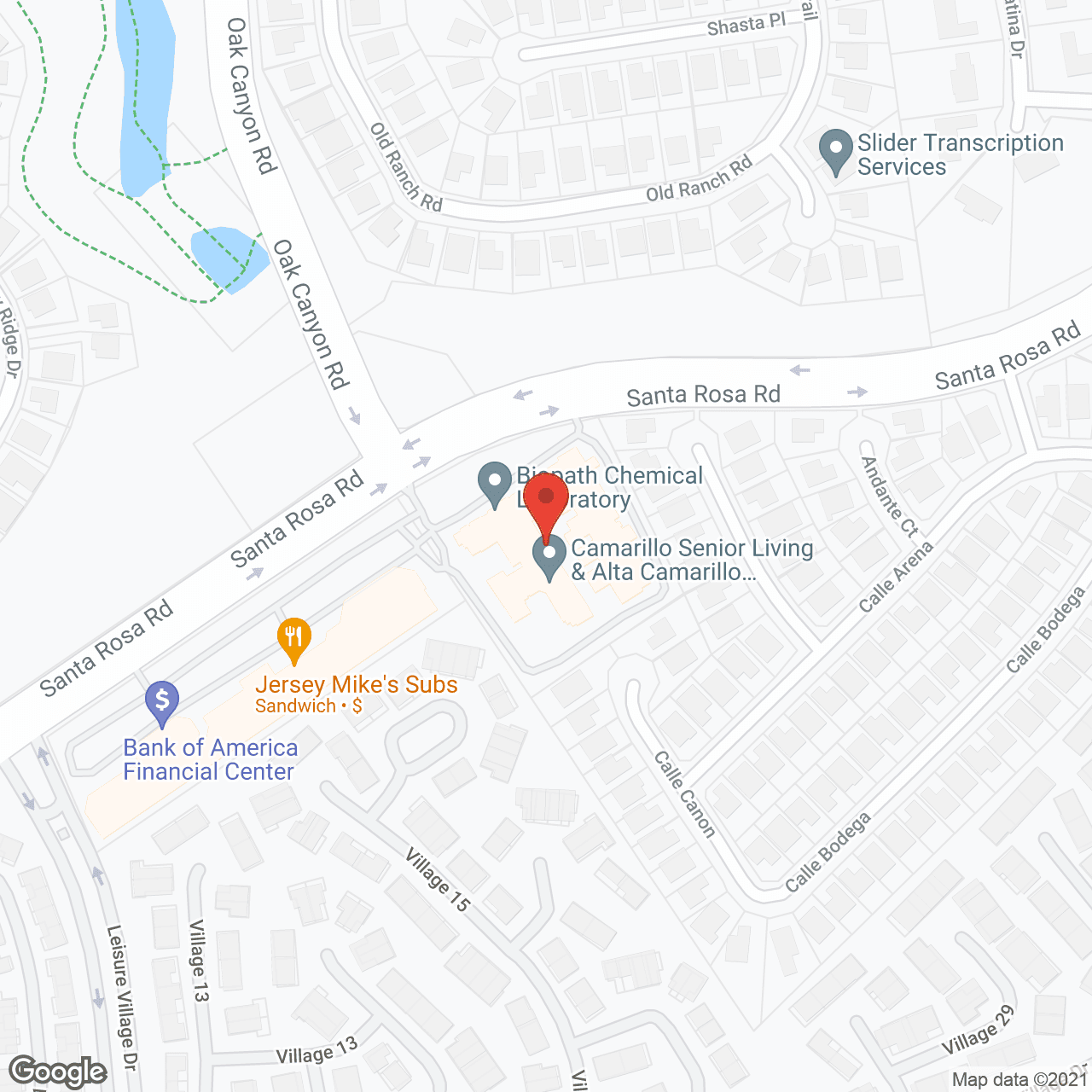 Map of the neighborhood around Camarillo Senior Living