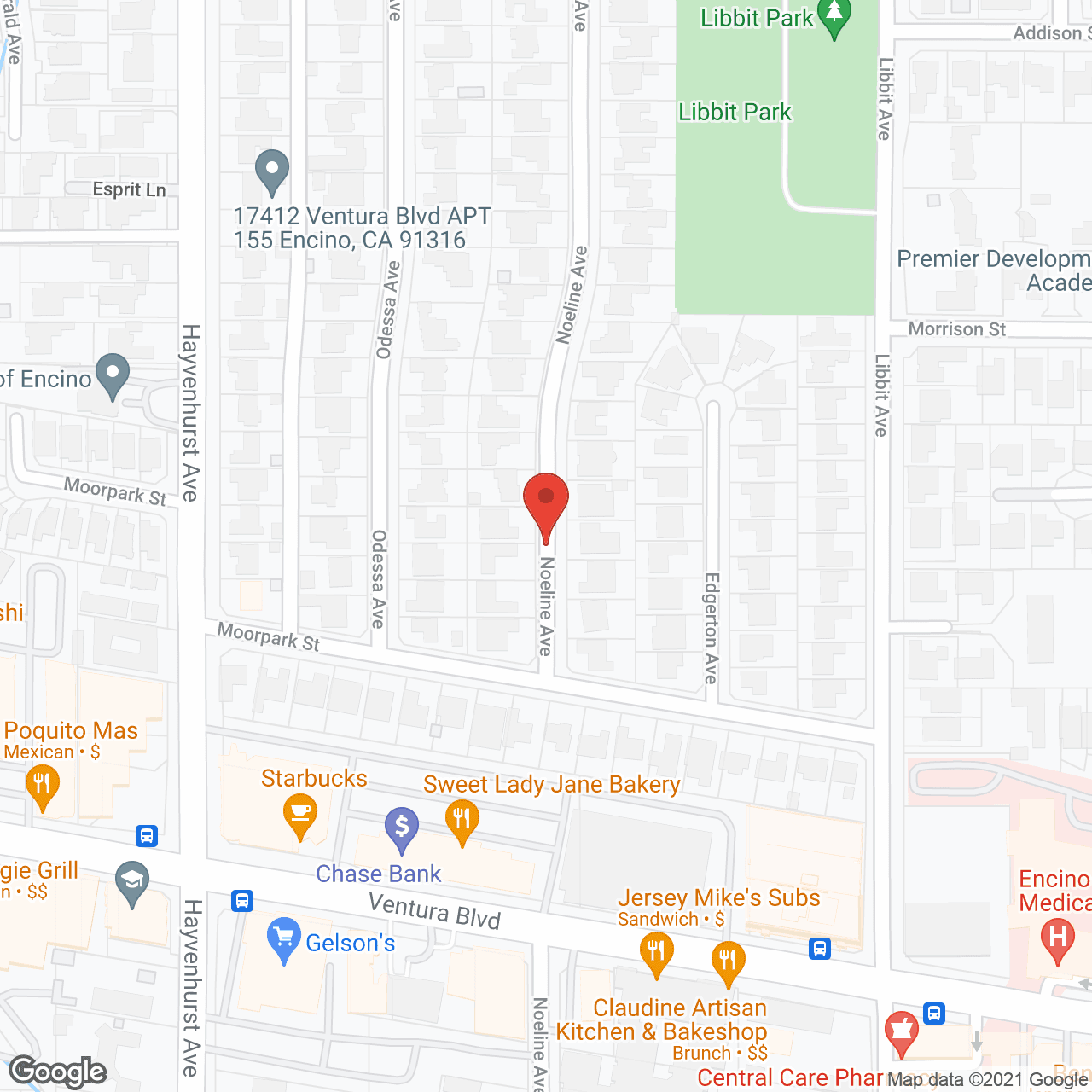 Map of the neighborhood around Encino Gardens