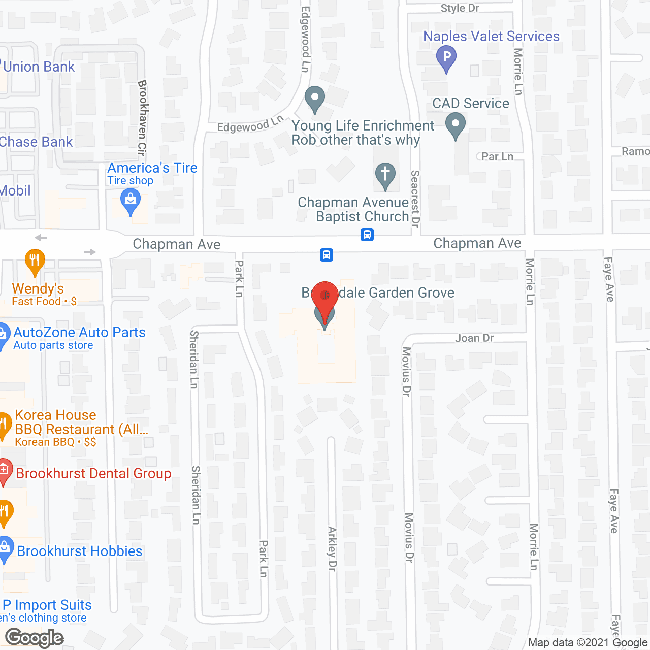 Map of the neighborhood around Brookdale Garden Grove