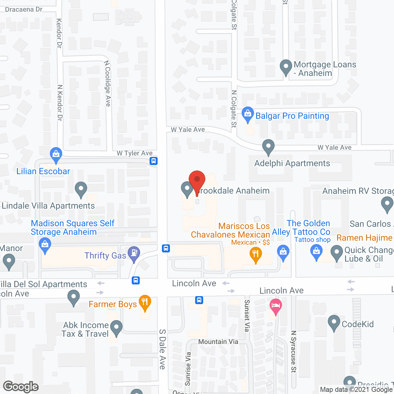 Map of the neighborhood around Brookdale Anaheim