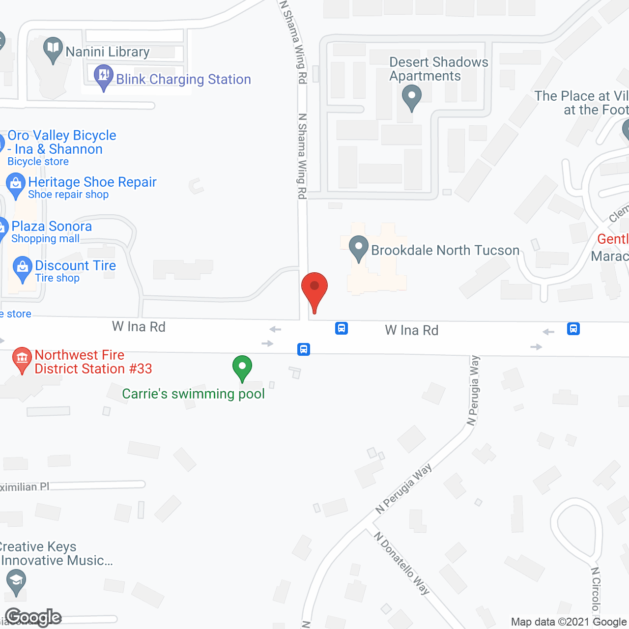 Map of the neighborhood around Brookdale North Tucson
