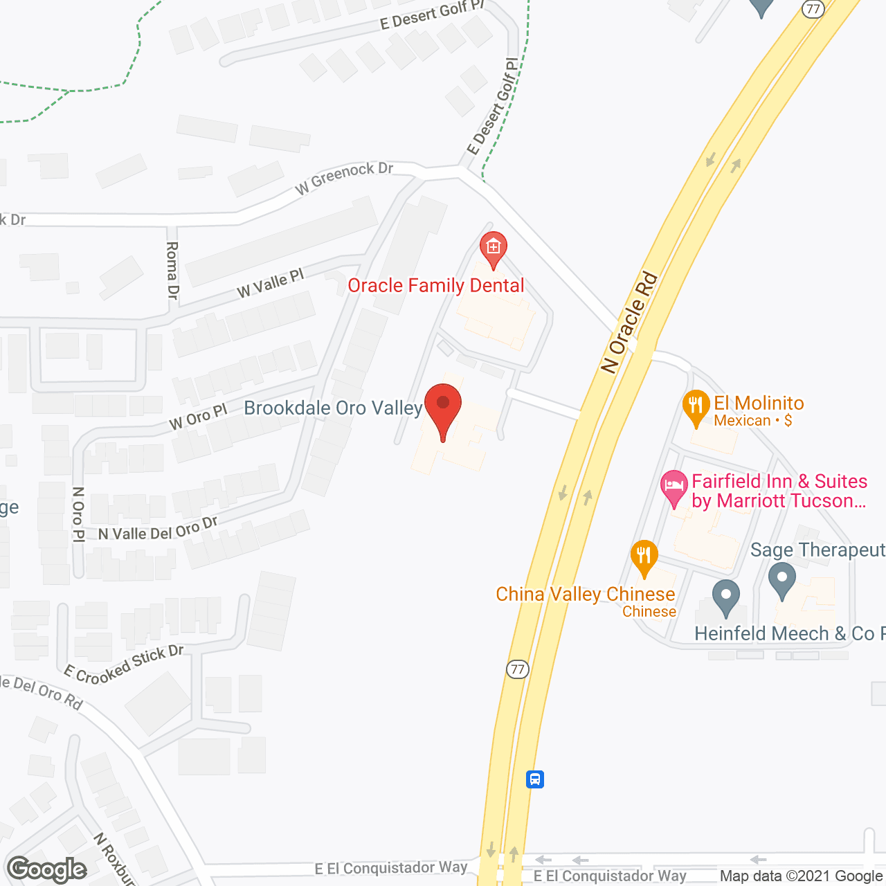 Map of the neighborhood around Brookdale Oro Valley