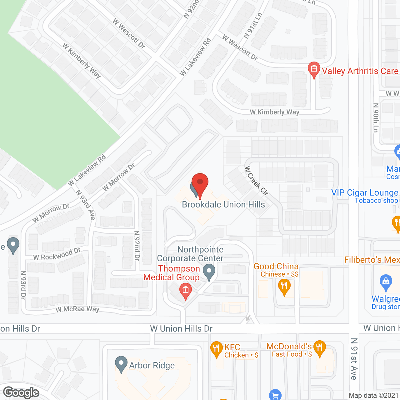 Map of the neighborhood around Brookdale Union Hills