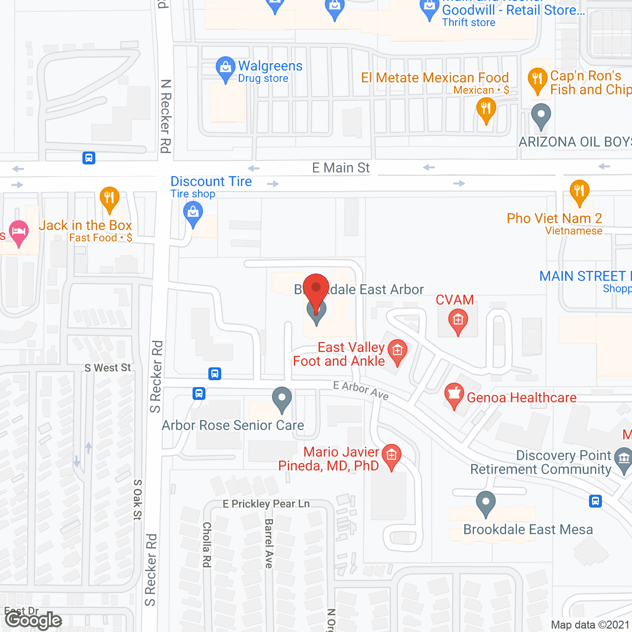 Map of the neighborhood around Brookdale East Arbor