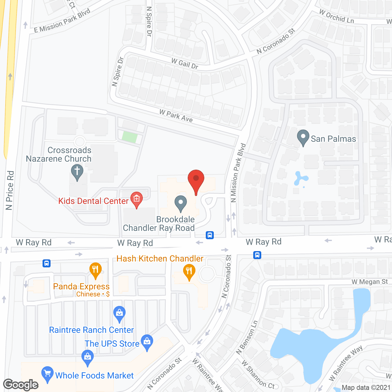 Map of the neighborhood around Brookdale Chandler Ray Road